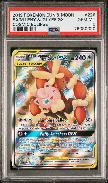 PSA 10 MegaLopunny & Jigglypuff GX 226/236 Cosmic Eclipse